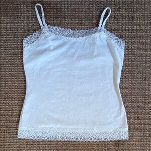 Ann Taylor Ivory Lace White Cotton Camisole Small Petite